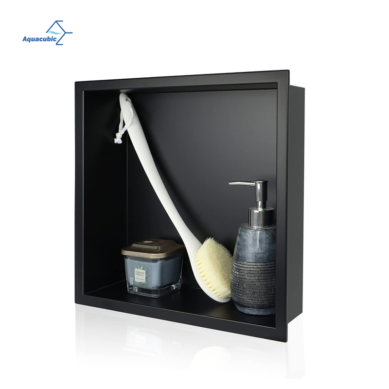 Factory Wholesales Matte Black Shower Niche Bathroom Wall Mounted Niche Shampoo Shelf