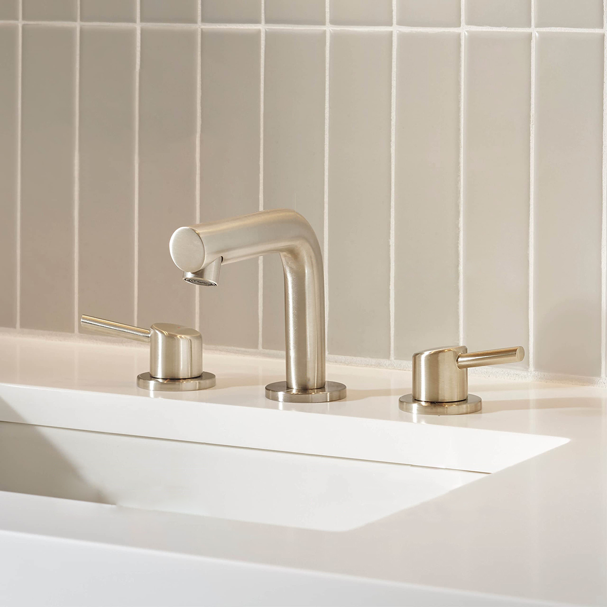 Low-arc 2-Handle Brass Vanity RV Bath Sink Faucet with 3-Hole 