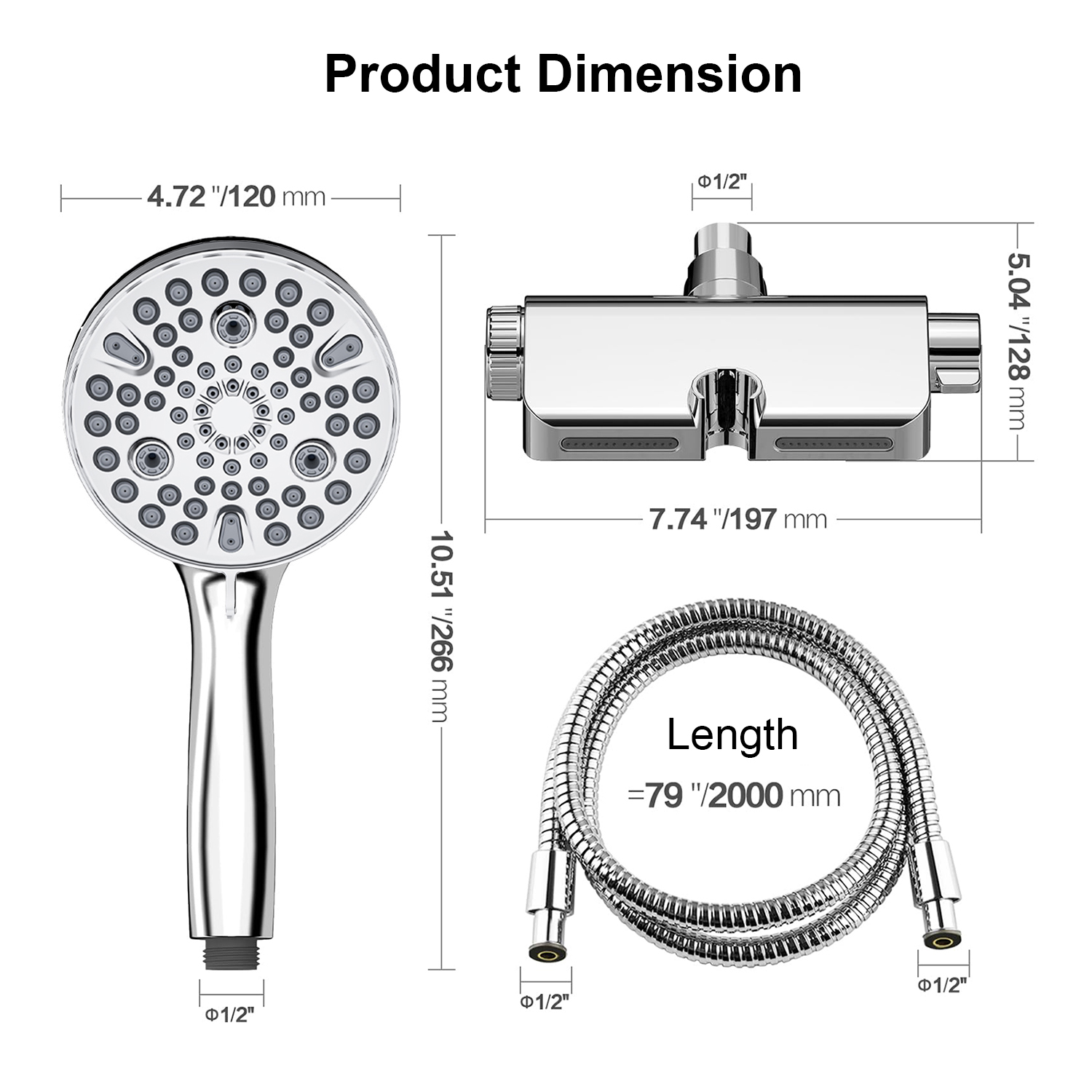 High Pressure Dual 2-in-1 Spa System with Massage Shower Head and 10 Modes Hand Held Shower