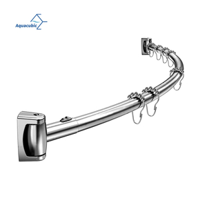Adjustable Chrome Shower Curtain Rod 50-72 Inches - No Drill Tension Mount Bathroom Rod with Hooks, China Manufacturer Direct