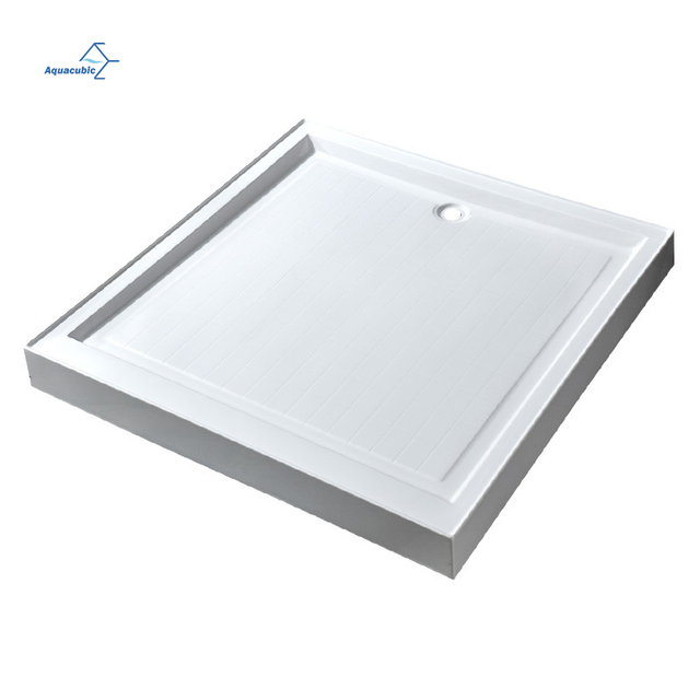 Aquacubic Three Side Lips Upstand Square Strong Acrylic Shower Tray Base with 3 Side Upstand