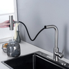 360° Swivel Stainless Steel Single Lever Handle Waterfall Kitchen Faucet with Pull Down Sprayer