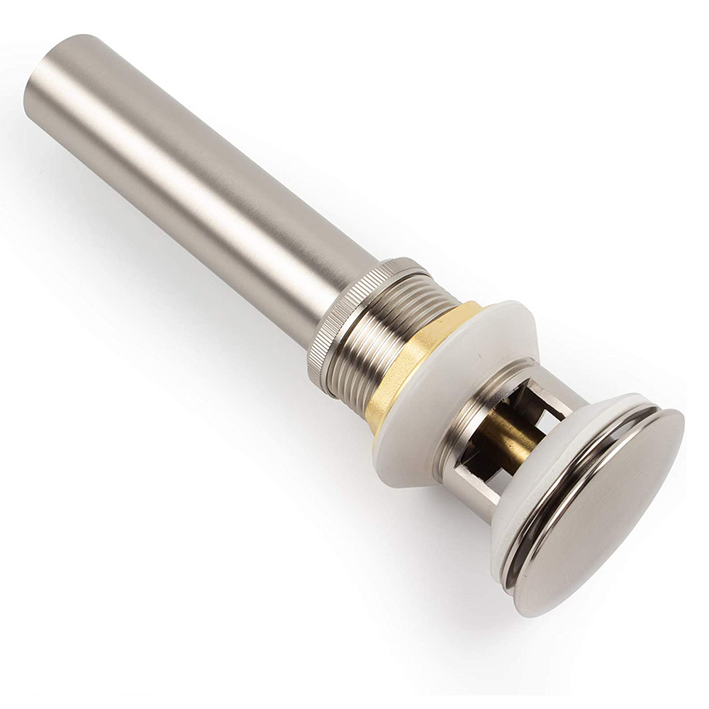 Brushed Nickel Solid Brass Bathroom Sink Drain without Overflow