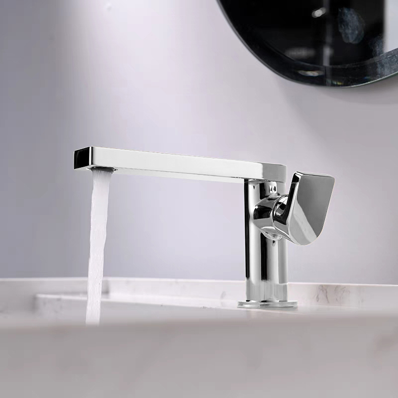 Modern Brass Chrome Bathroom Mixer Tap Deck Mount Single Handle Basin Faucet