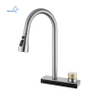 China Black Smart Waterfall Kitchen Faucet with Pull Down Sprayer Sink Faucets Single Handle Kitchen Mixer Tap