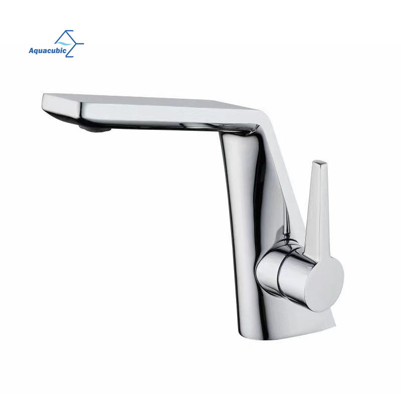 Modern Hotel Design Sink Water Wash Mixer Taps Chrome Brass Single Handle Hot and Cold Basin Faucet