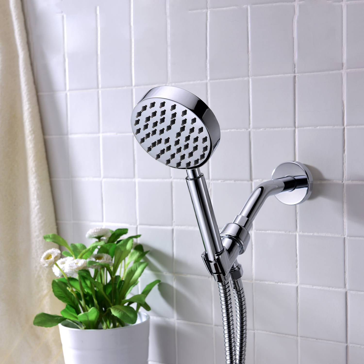 High Pressure Single Function Handheld Shower Heads with Adjustable Shower Wand Bracket