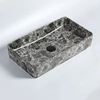 Rectangular Ceramic Vessel Sink | Water Transfer Marble Finish Customizable Colors & Styles for Hotels (Bulk Order)