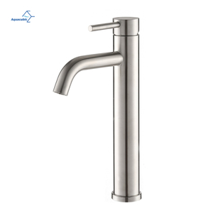 Aquacubic Tall Single Handle Stainless Steel Vessel Sink Bathroom Faucet Lavatory Mixer Tap with Pop-Up Drain