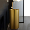 Modern 304 Stainless Steel Bathroom Sink Round Shape Freestanding Column Pedestal Wash Basin