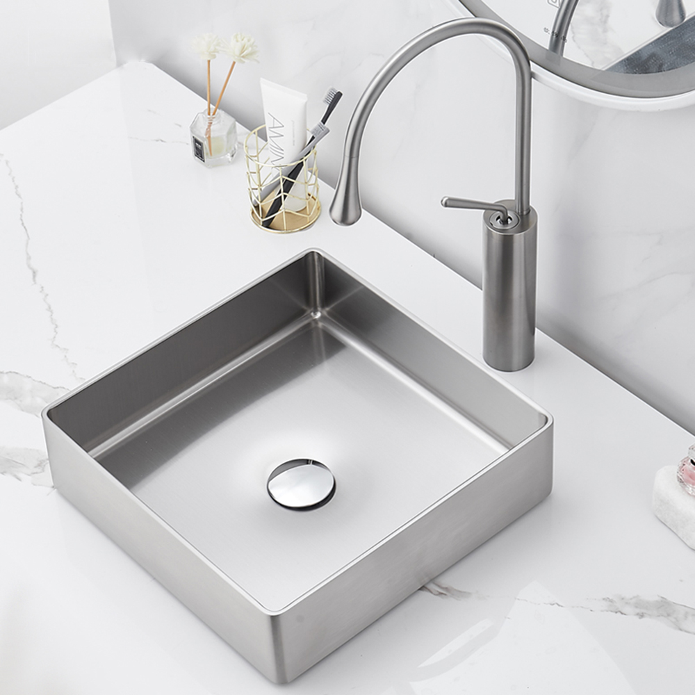 Wholesale Top Quality Square Shape Bathroom Furniture Art Basin Ware Stainless Steel Kitchen Sink