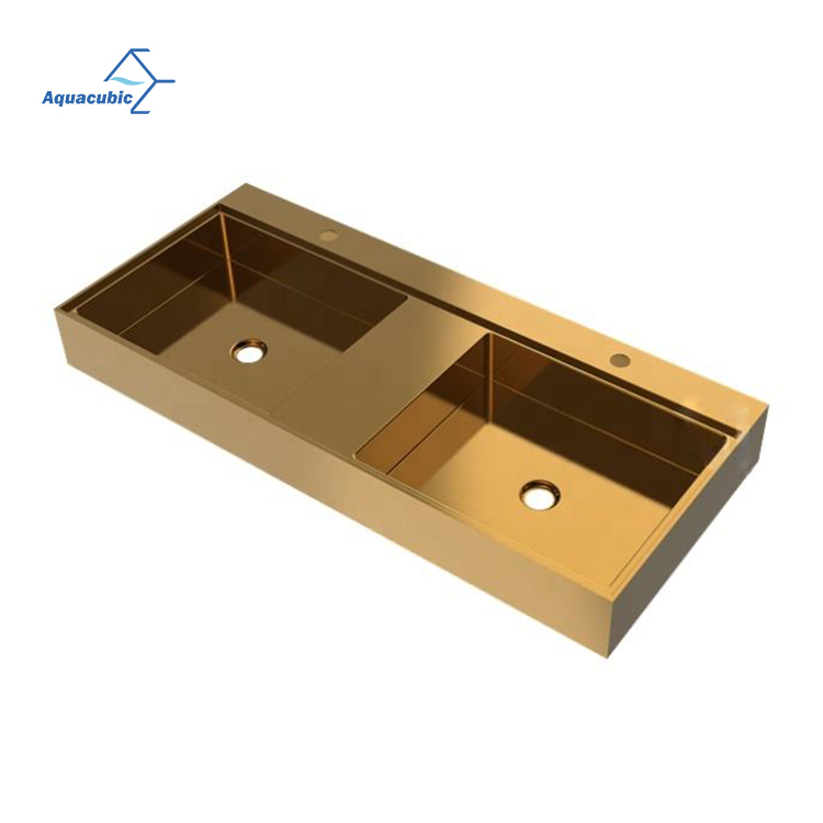 Hotel luxury design gold brushed SS304 bathroom sink hand wash basin outdoor sink