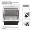 Customized 15 inch 16 Gauge Stainless Steel Kitchen Bar Sink Handmade Outdoor Prep Sink with Dish Grid & Drain
