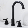 High Arc 8 Inch Widespread Matte Black Two Handle Solid Brass Bathroom Faucet
