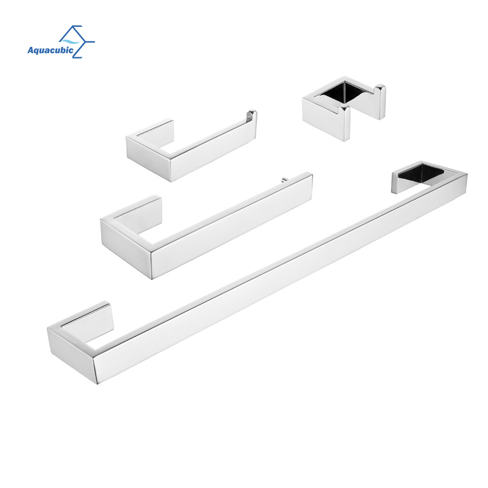 4 Pieces Bathroom Hardware Accessories Set, Towel Bar, Towel Ring, Toilet Paper Holder, Bathrobe Rack Wall Mounted