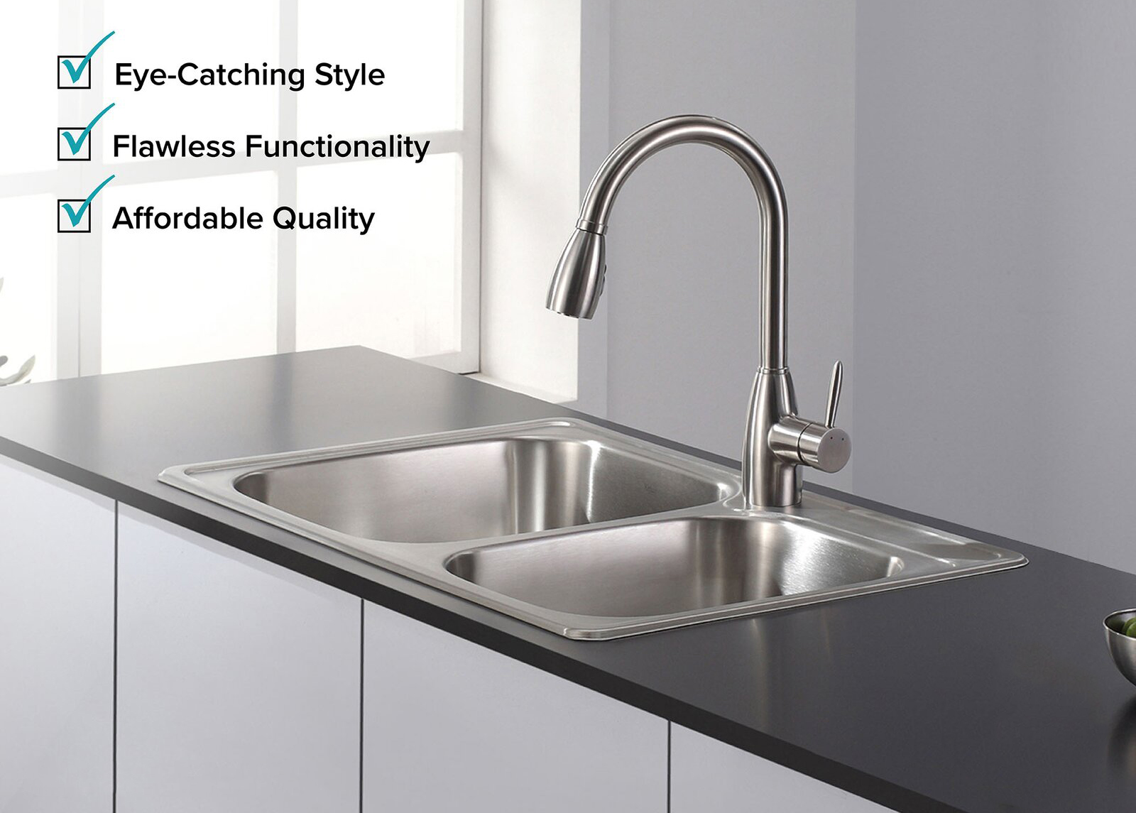 Pressed Stainless Steel Kitchen Sink Factory Good Price Double Bowl Undermount Kitchen Sinks With Accessories