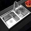 Hot in South America Kitchen Sink Double Basin 780 x 420 x 190 mm Double Bowl Stainless Steel Pressed / Drawn Kitchen Sink