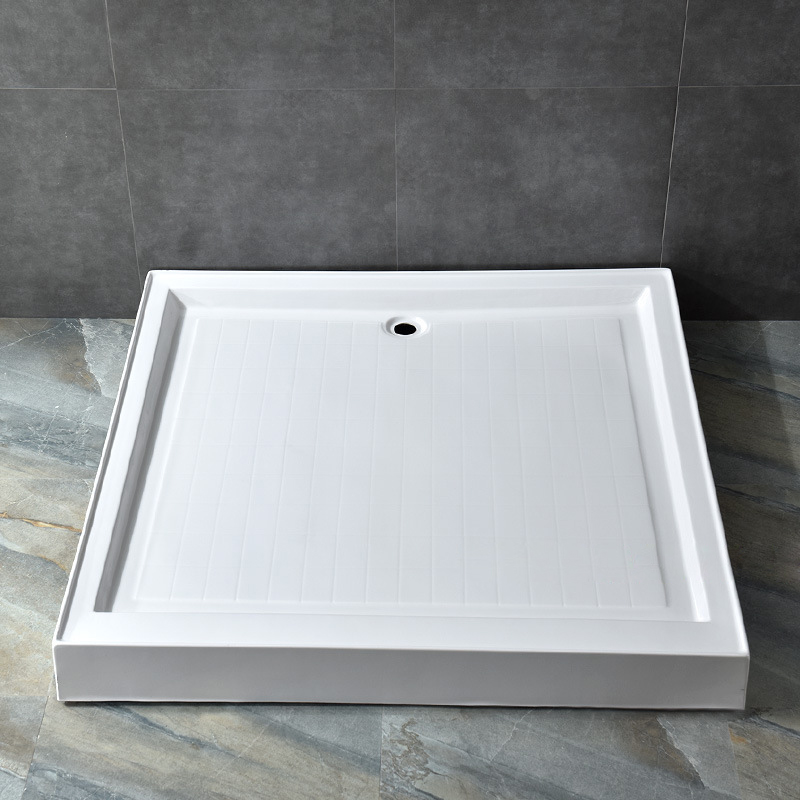 Aquacubic Three Side Lips Upstand Square Strong Acrylic Shower Tray Base with 3 Side Upstand