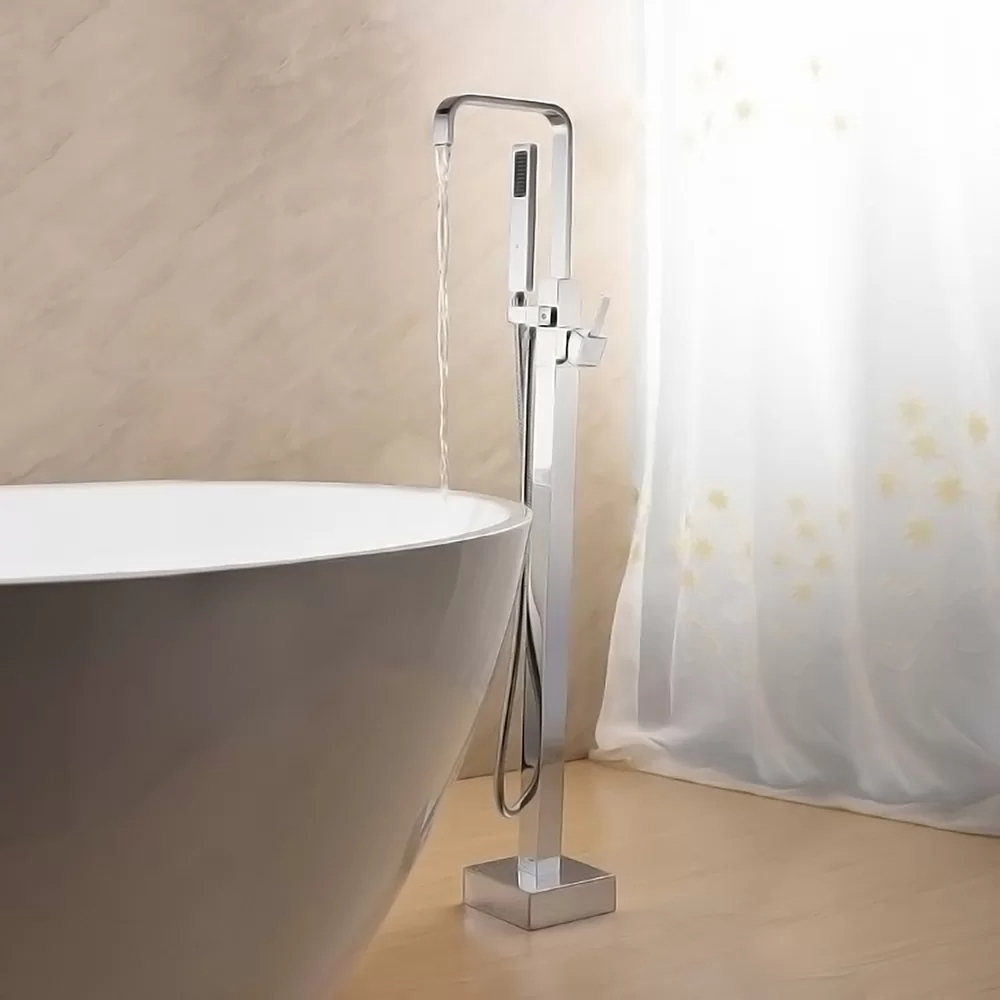 USA Floor Mounted Bathroom Tub Filler Shower Faucet Single Handle Brass Bathtub Faucet