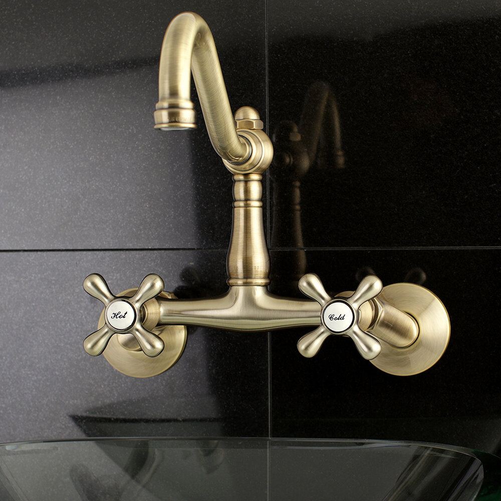 High Quality China Factory CUPC Bridge Double Handle Antique Luxury Vintage Brass Bathroom Faucet