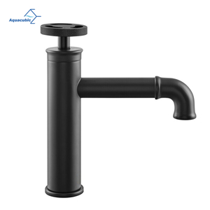 Factory Custom Modern Singel Hole Industrial Matte Black Bathroom Basin Faucet with Knurled Handle