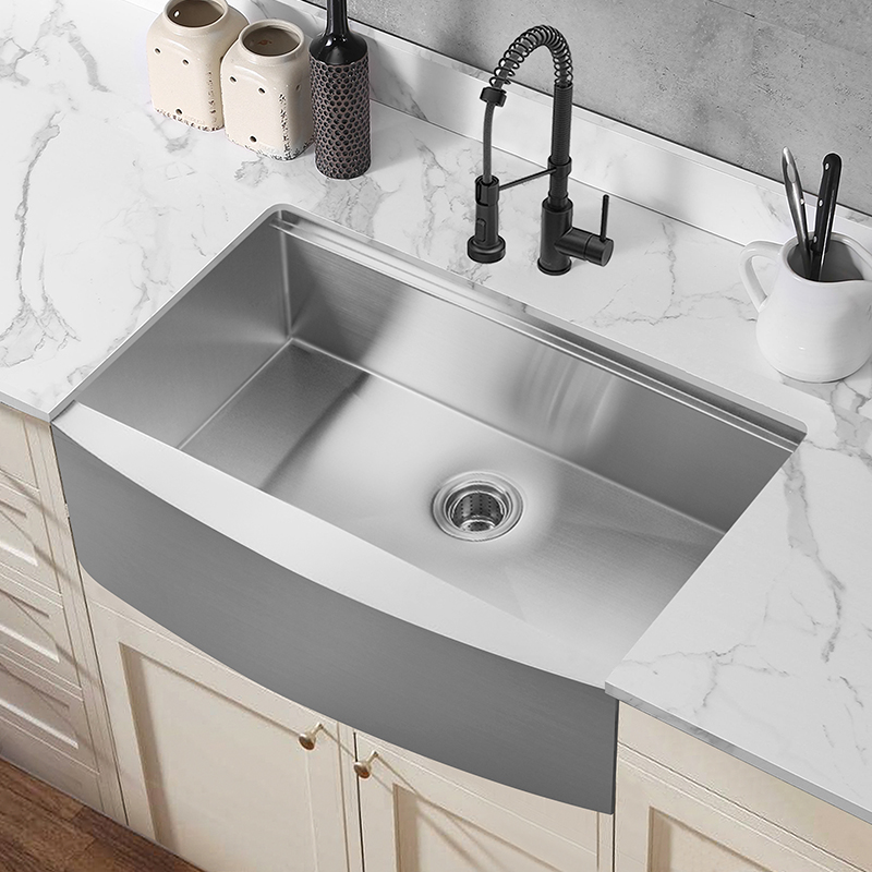 Stainless Steel Single Bowl Workstation Handmade Farmhouse Kitchen Sink with Ledge