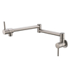 Kitchen Pot Filler Faucet Brushed Nickel Brass Wall Mount Folding Faucet with Two Handle