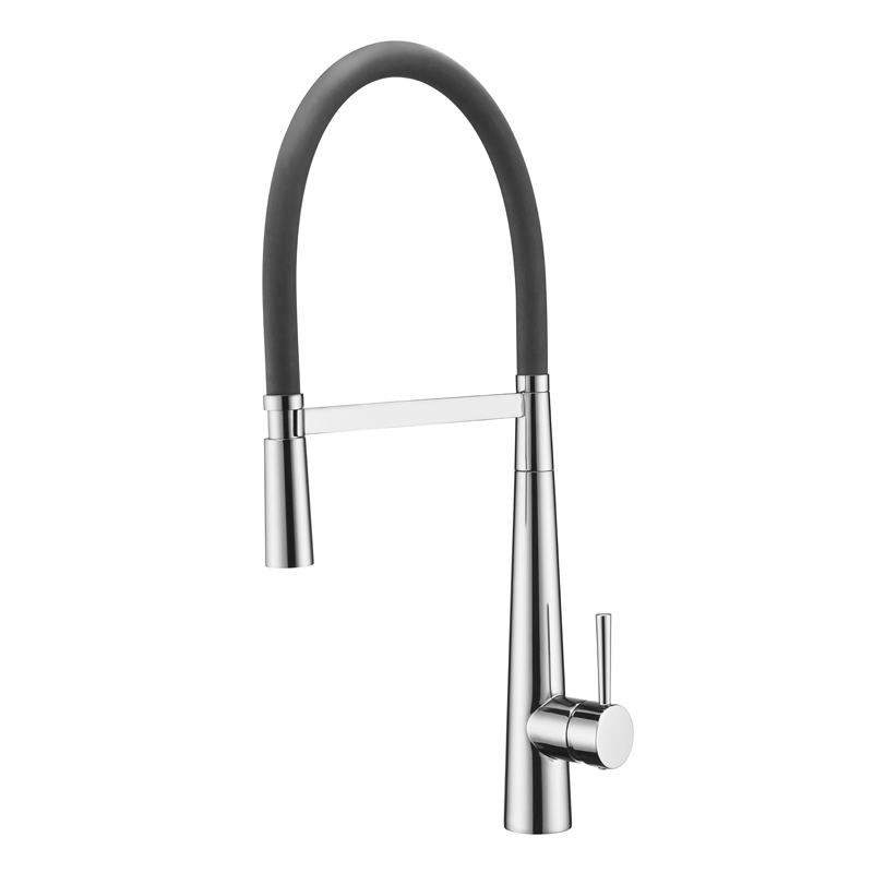 Manufacturer Health UPC Flexible Pull Out Long Neck Kitchen Sink Faucet with Rubber Neck Pull down Sprayer