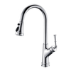 Brass Single Hole Pull Down Kitchen Sink Faucet with Chrome Finish Sprayer