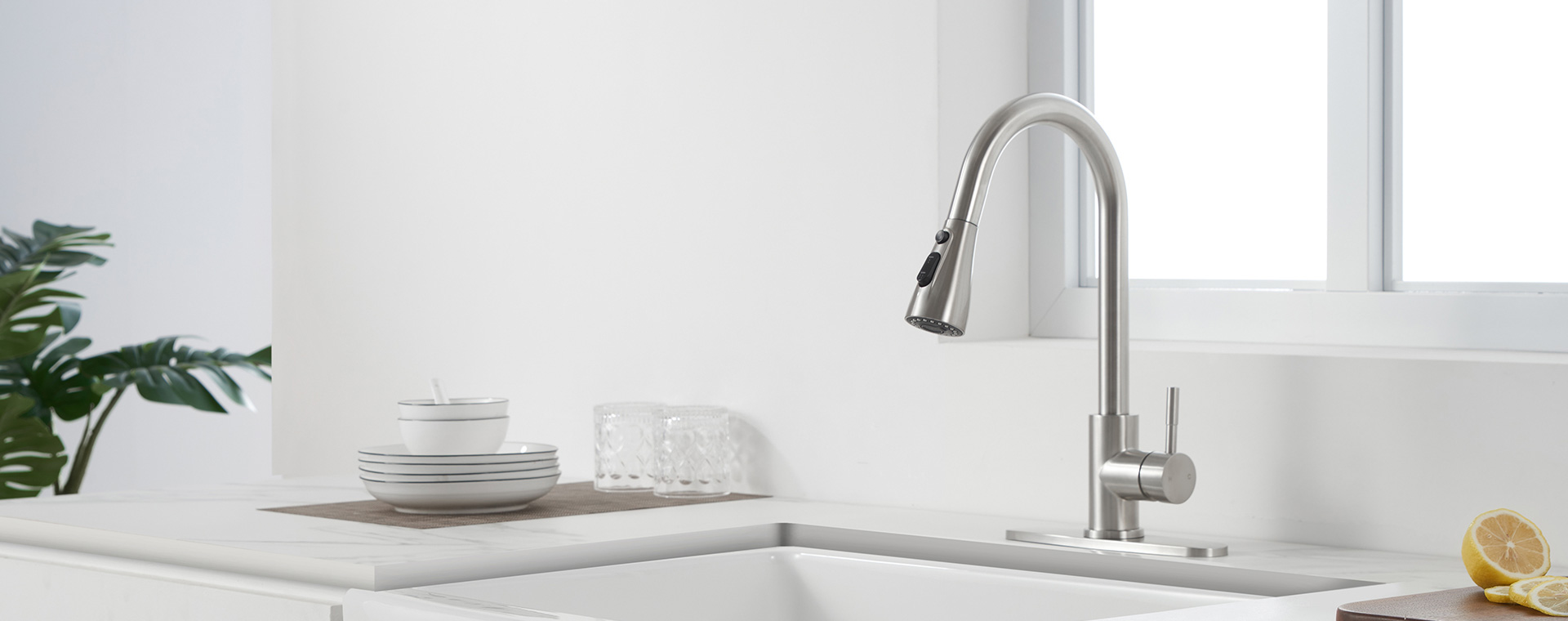 Induction Pull Out Bridge Faucet