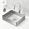 Modern Design Hotel Decoration Rectangle Bathroom Wash Hand Basins Counter 304 Stainless Steel Sink