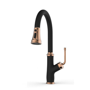 Aquacubic cUPC Solid Lead Free Brass Body Gold and Black Pull Down Kitchen Faucet