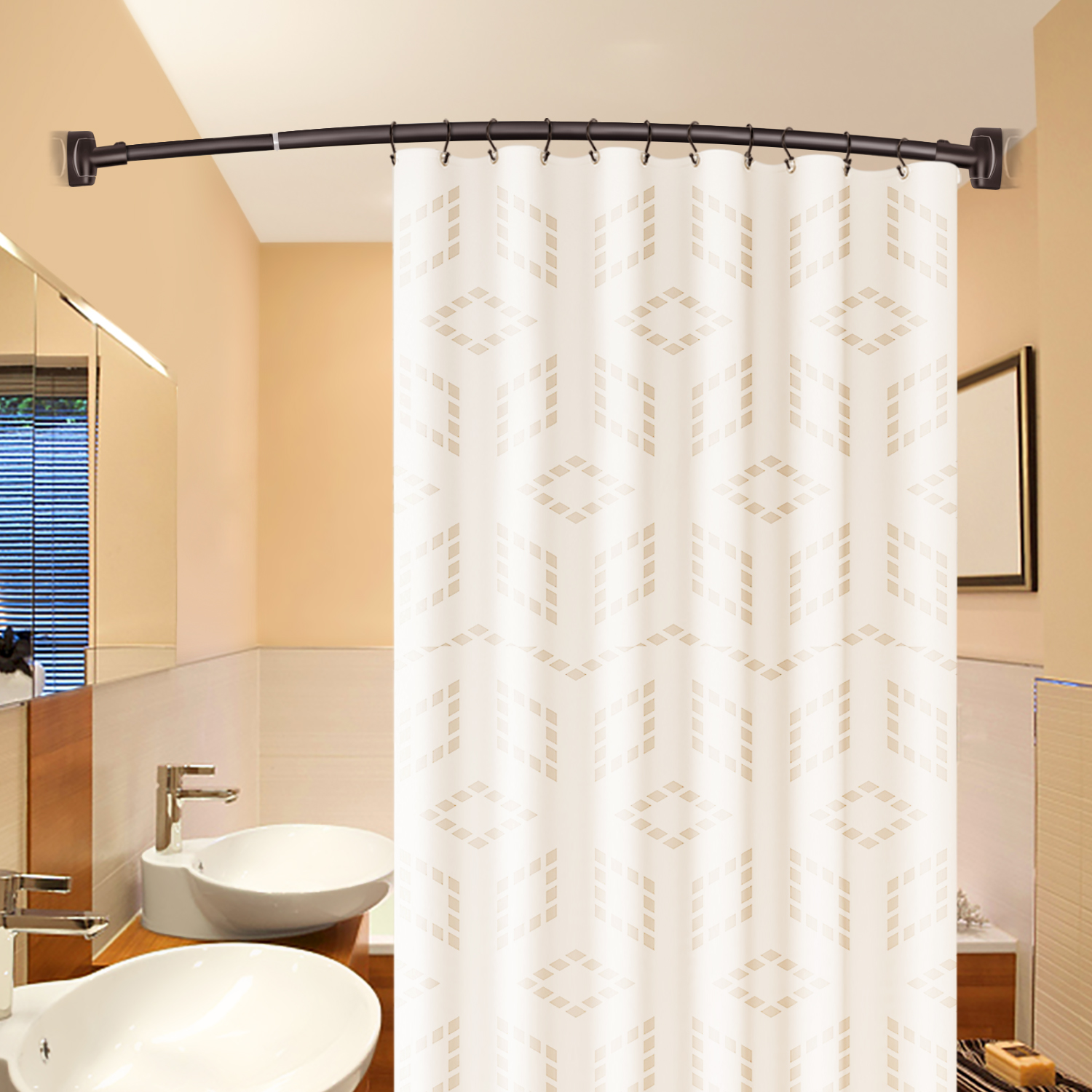 Wholesale Bronze Stretchable 304 Stainless Curved Bathroom Bathtub Corner Shower Curtain Rod Rack (50"-72")