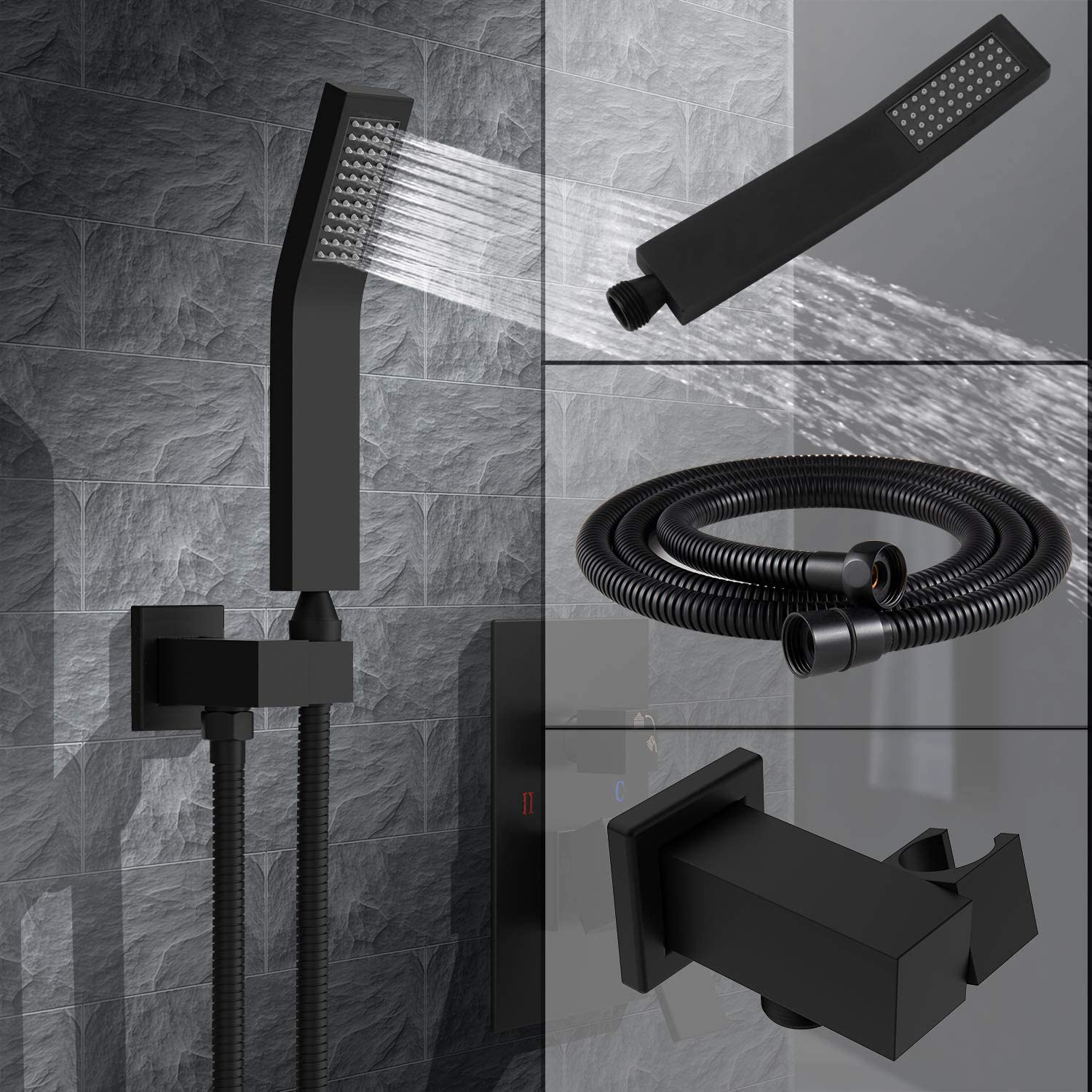 Luxury Brass Concealed Bathroom Rain Mixer Shower Faucet Combo Set Wall Mounted Rainfall Shower Head System