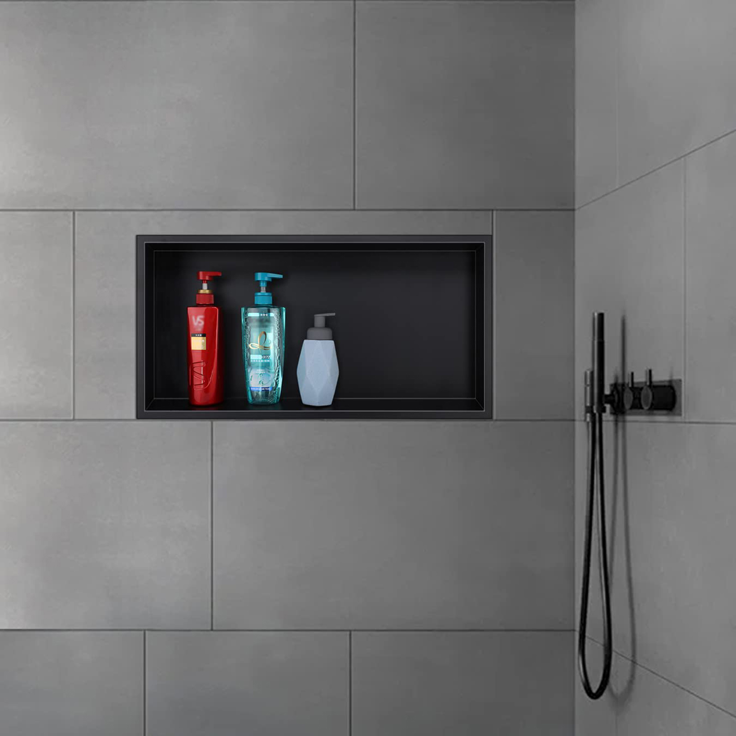 Customized Manufacturer 304 Stainless Steel Single And Double Black Bathroom Shower Niche