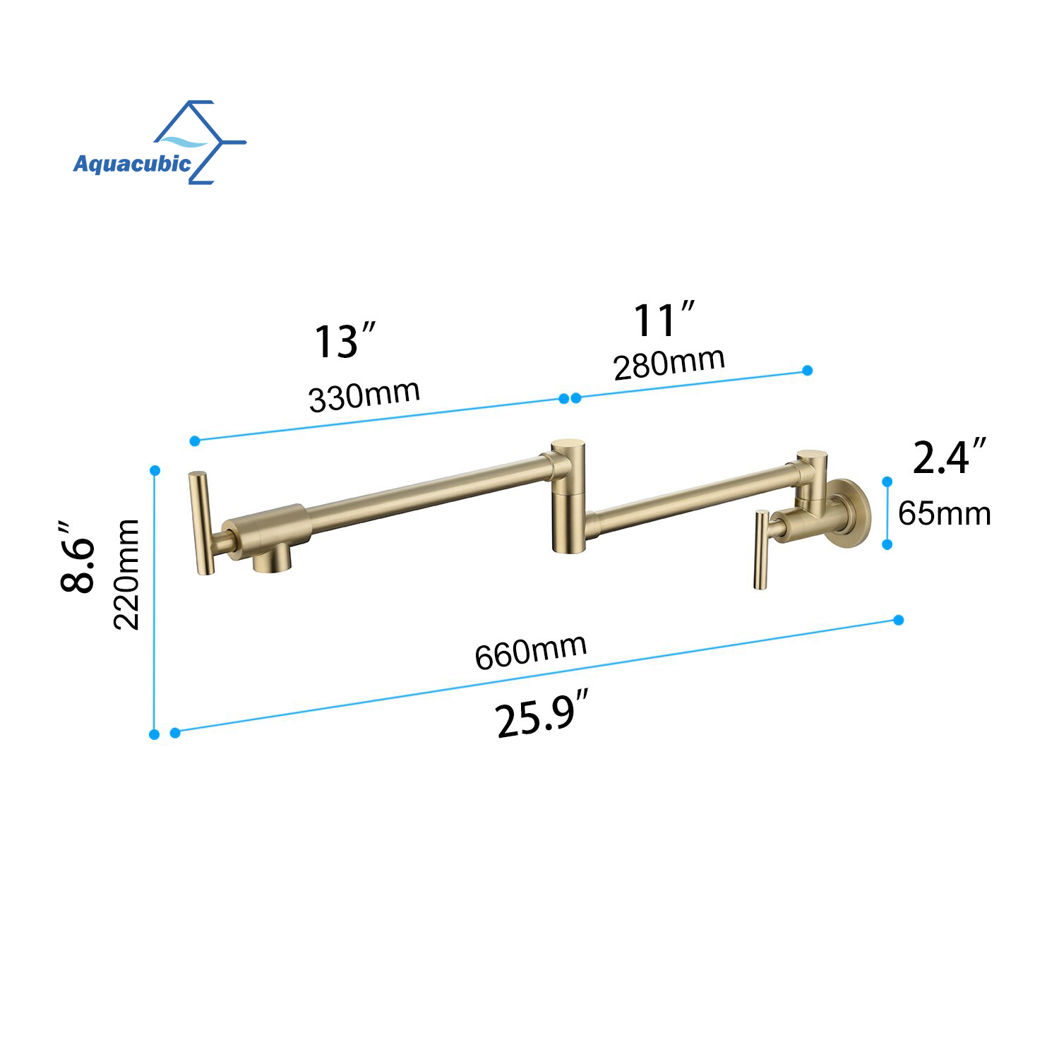 Modern Kitchen Sink Faucet Folding Stretchable with Single Hole Wall Mount Pot Filler Kitchen Faucet Solid Brass Two Handles Pot Filler Folding Faucets