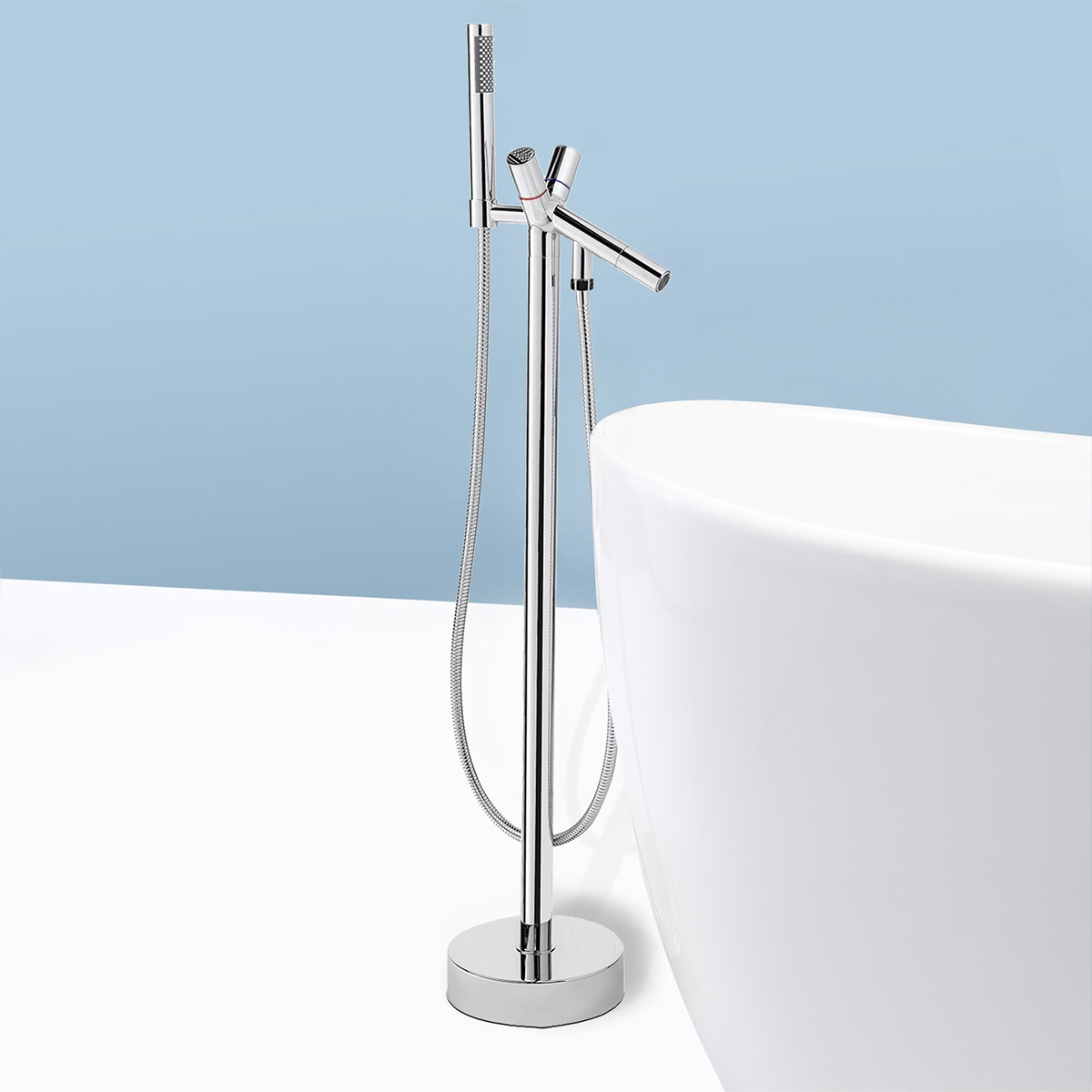Bathroom Freestanding Tub Filler Bathtub Faucet with Double Handles