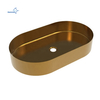 Aquacubic Modern Oval Round SS304 Sink Stainless Steel Gold Bathroom Hand Wash Basin for Lavatory Vanity Cabinet