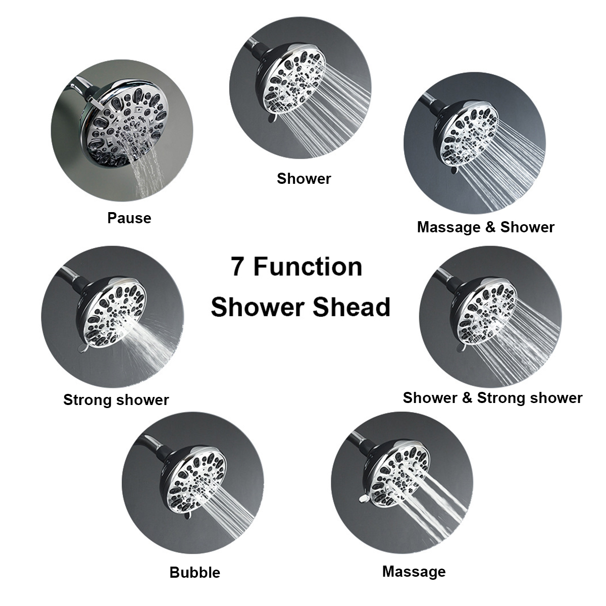 Handheld Showerhead & Rain Shower Combo Shower Head System Hose 3-way Water Diverter with Stainless Steel 5" Face Dual 2 in 1