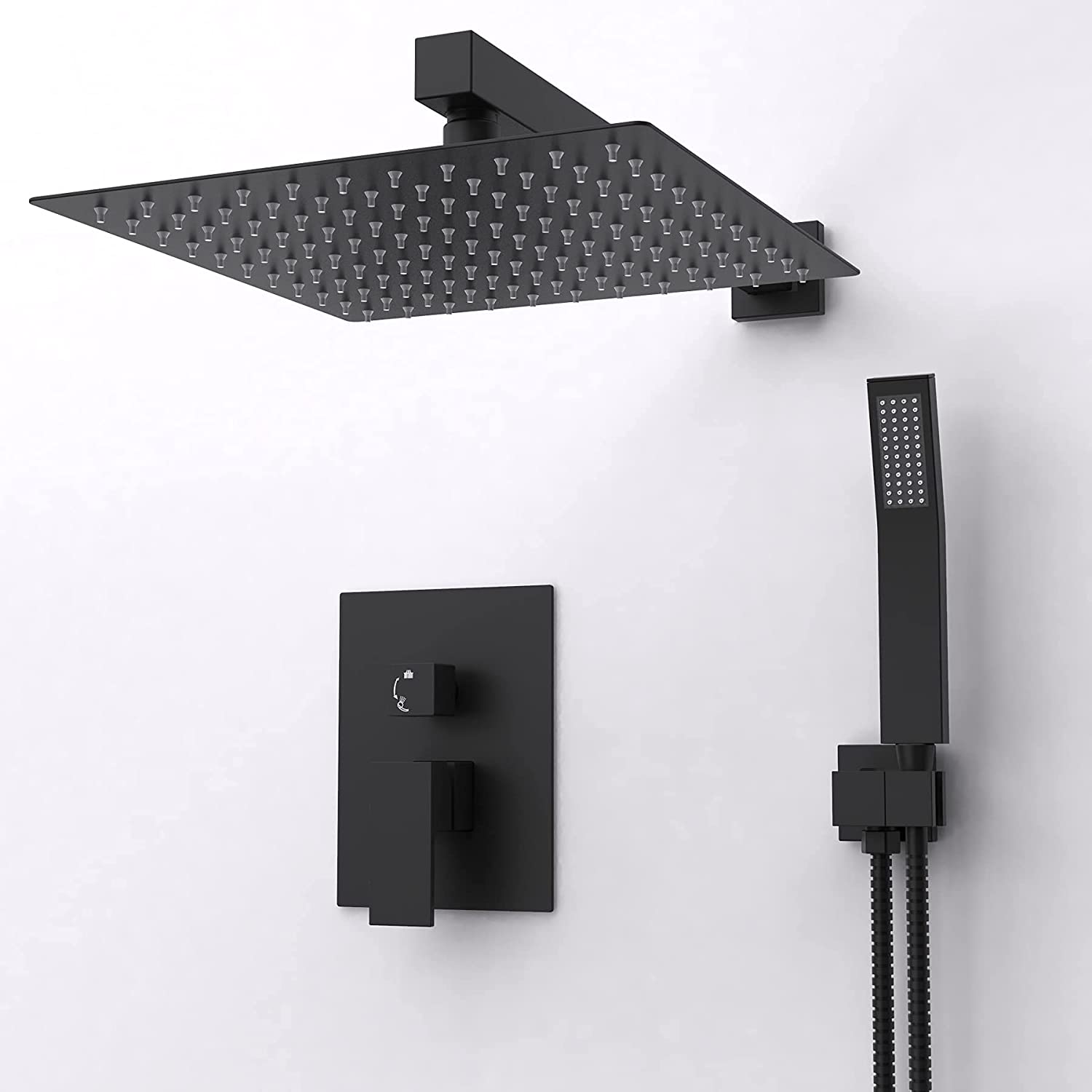 Luxury Brass Concealed Bathroom Rain Mixer Shower Faucet Combo Set Wall Mounted Rainfall Shower Head System