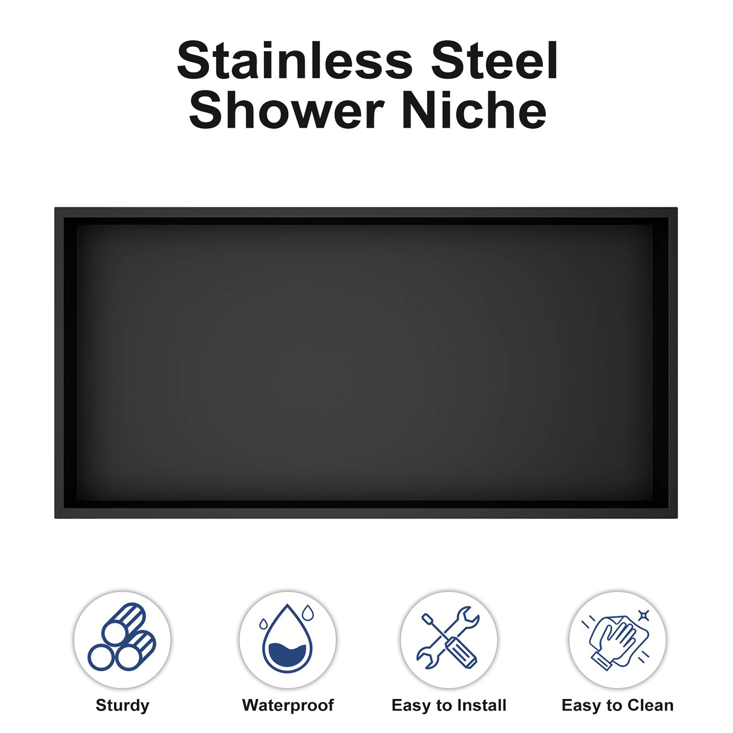 Customized Manufacturer 304 Stainless Steel Single And Double Black Bathroom Shower Niche