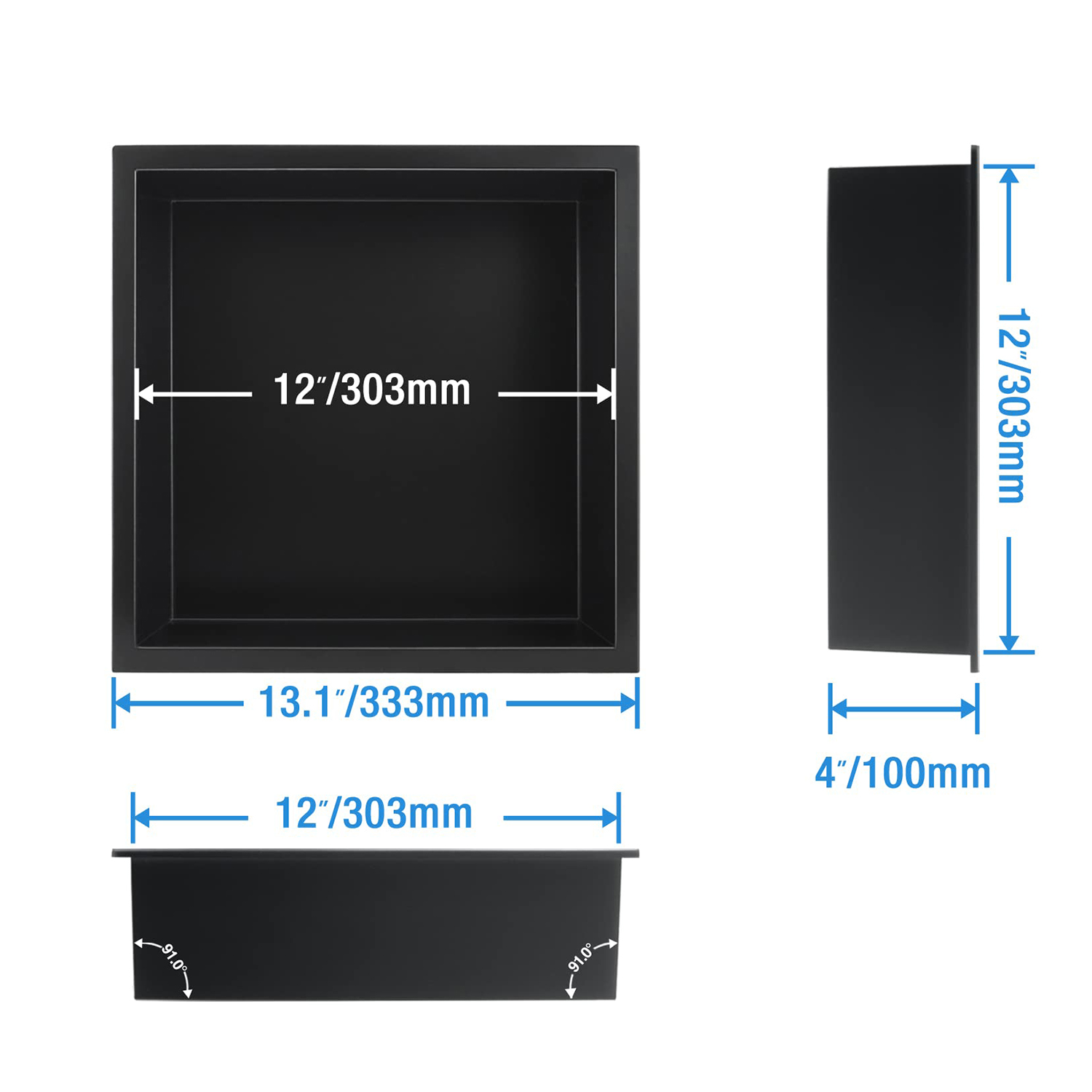 Factory Wholesales Matte Black Shower Niche Bathroom Wall Mounted Niche Shampoo Shelf