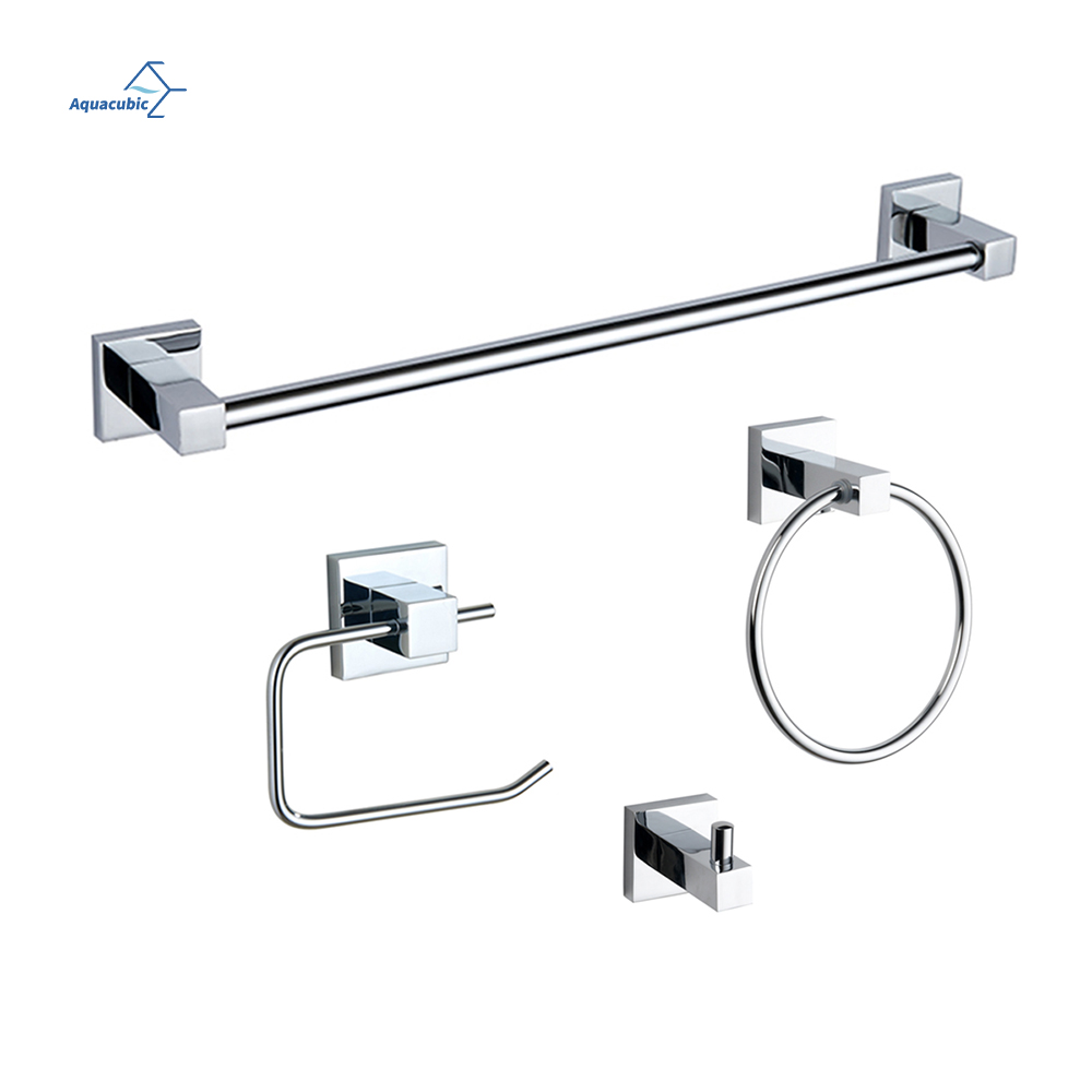 4 Pieces Bathroom Hardware Accessories Set, Towel Bar, Towel Ring, Toilet Paper Holder, Bathrobe Rack Wall Mounted