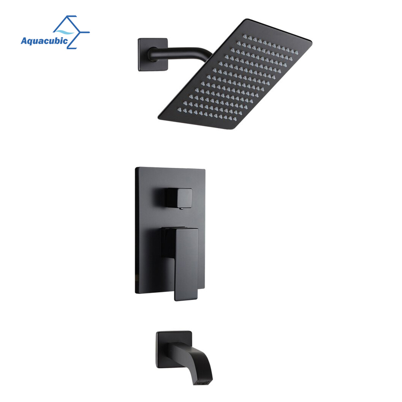 Aquacubic China Shower System Manufacturer Matte Black Single Handle Shower Set with Tub Spout