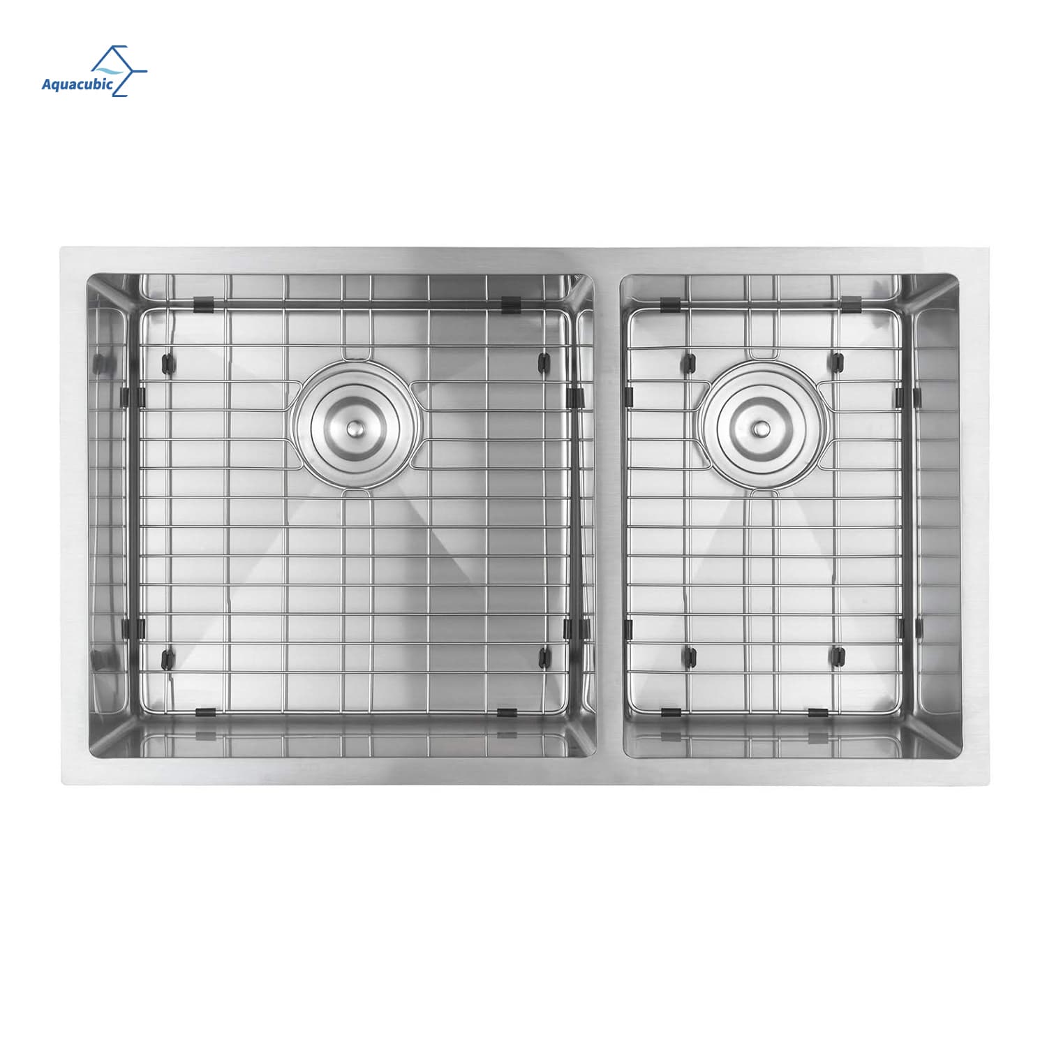 33 Inch 18 Gauge 304 Stainless Steel Handcrafted Dual Basin Undermount Kitchen Sink