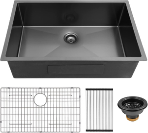 33''x19'' Matte Black Modern Undermount Nano Stainless Steel Kitchen Sink