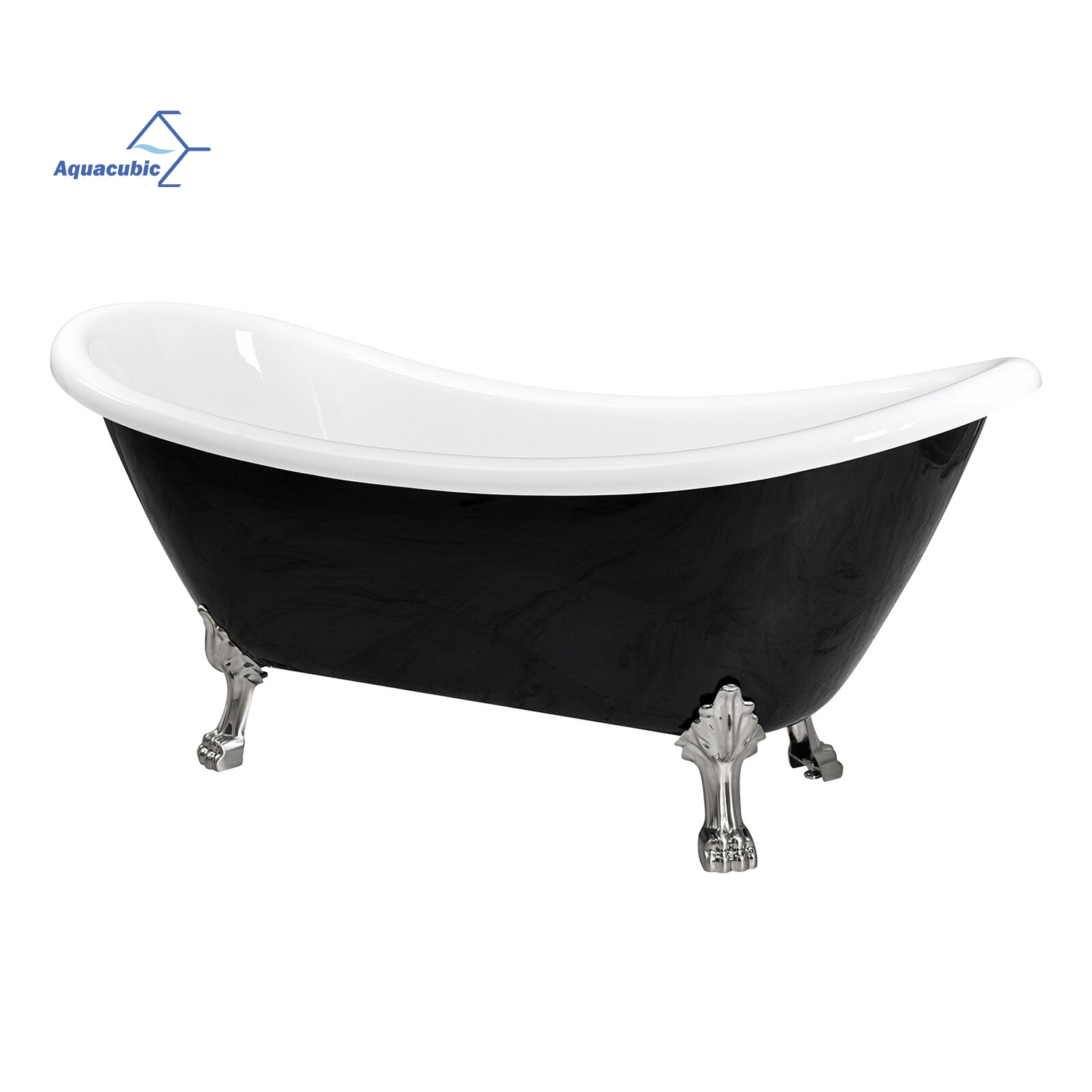 White Acrylic Bathtub Modern Stand Alone Bath Tub with Silver Supporting Foot Comfortable Bathtubs