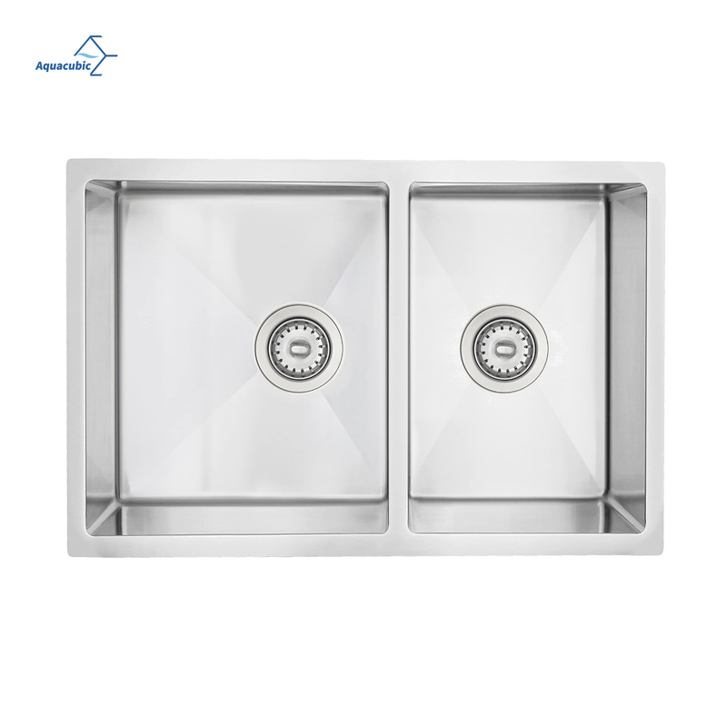 Custom High Grade Stainless Steel Double Sink Bowl Kitchen Sink Handmade Produced in Thailand