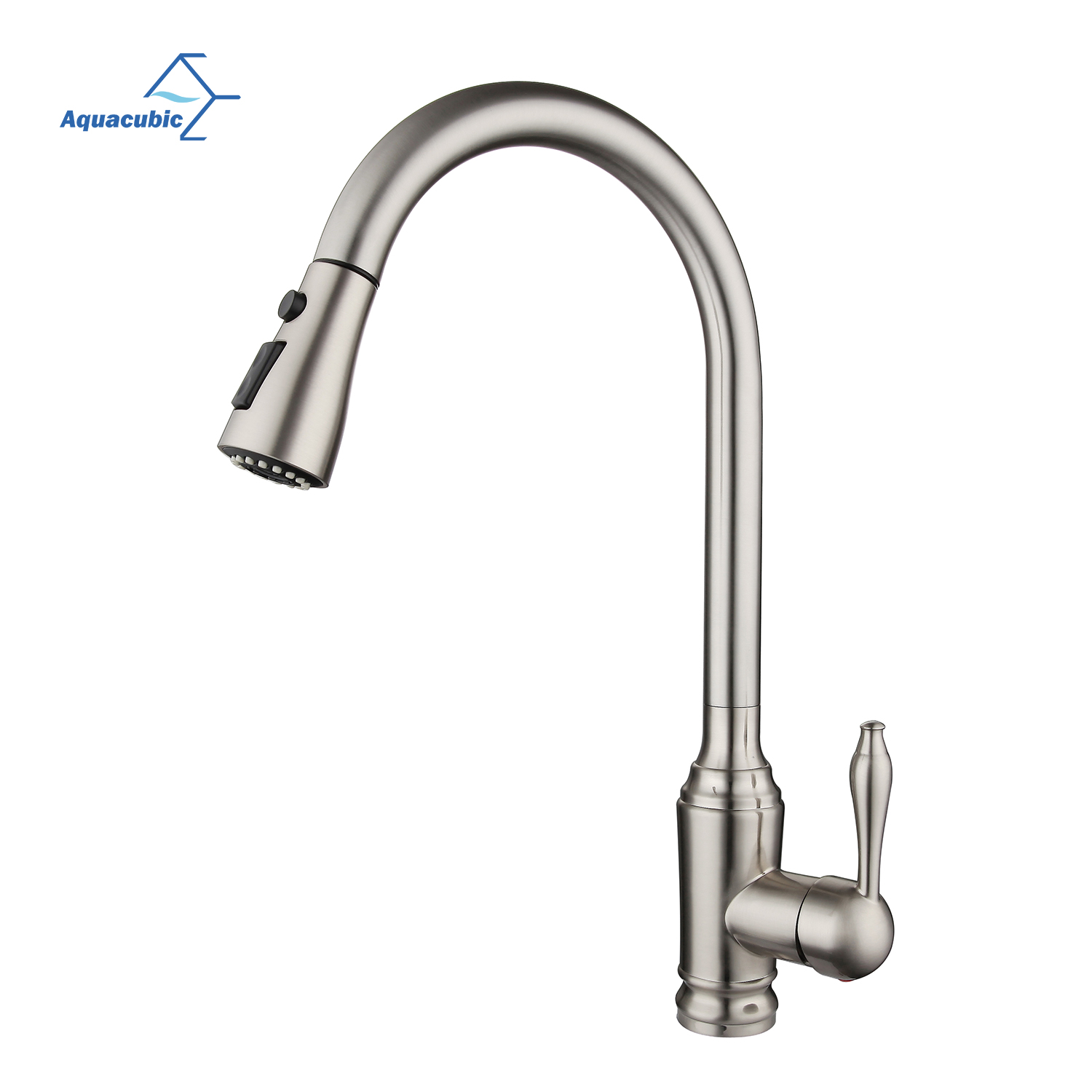 Aquacubic cUPC Single Lever High Arc Gooseneck Kitchen Sink Faucet with 3 Modes Pull Down Sprayer