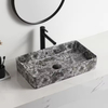 Rectangular Ceramic Vessel Sink | Water Transfer Marble Finish Customizable Colors & Styles for Hotels (Bulk Order)